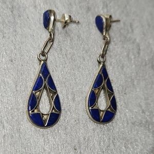 Sterling Silver Blue Teardrop Drop Earrings